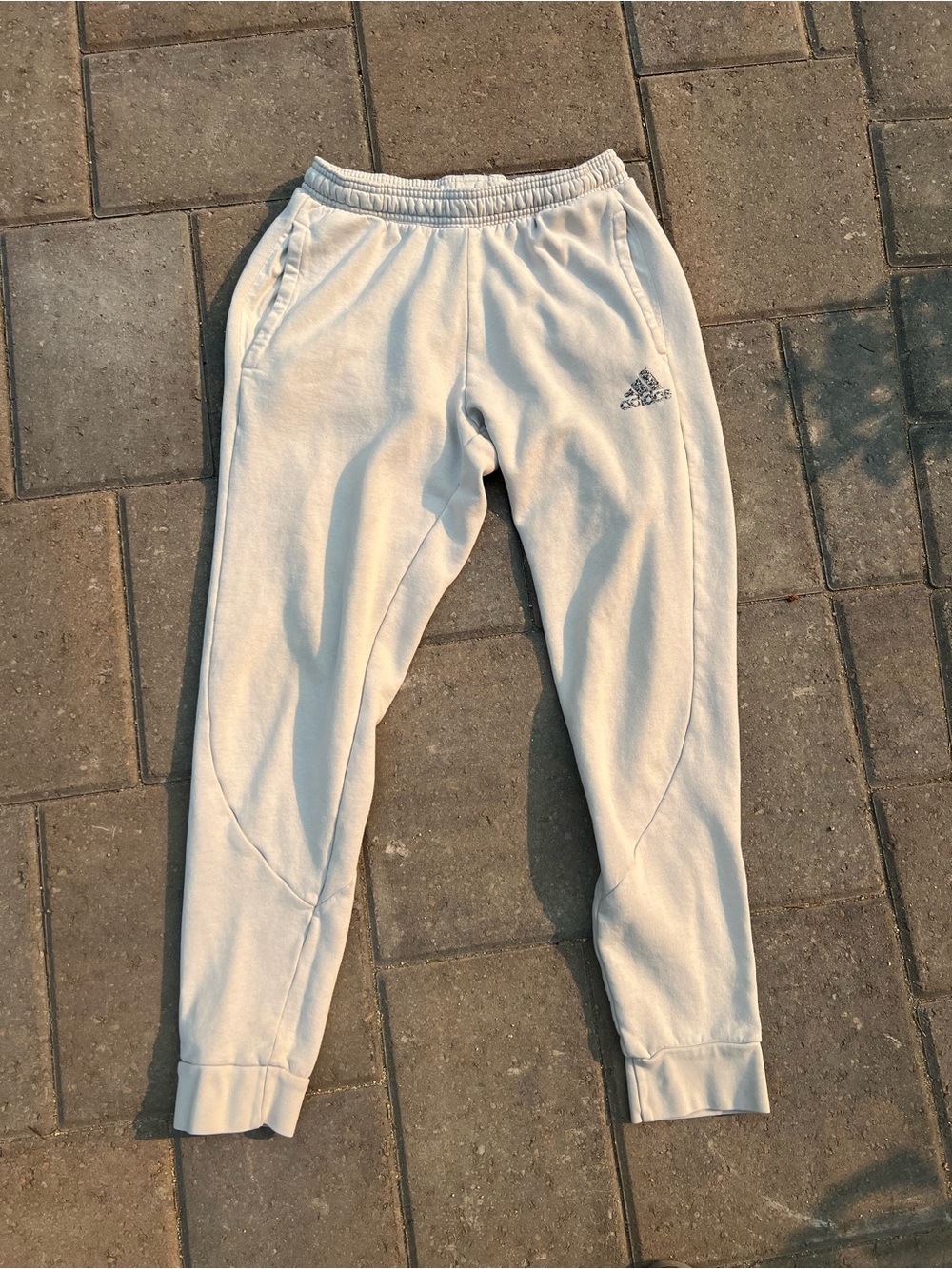 Adidas Beige Jogger Sweatpants Speckled Logo M